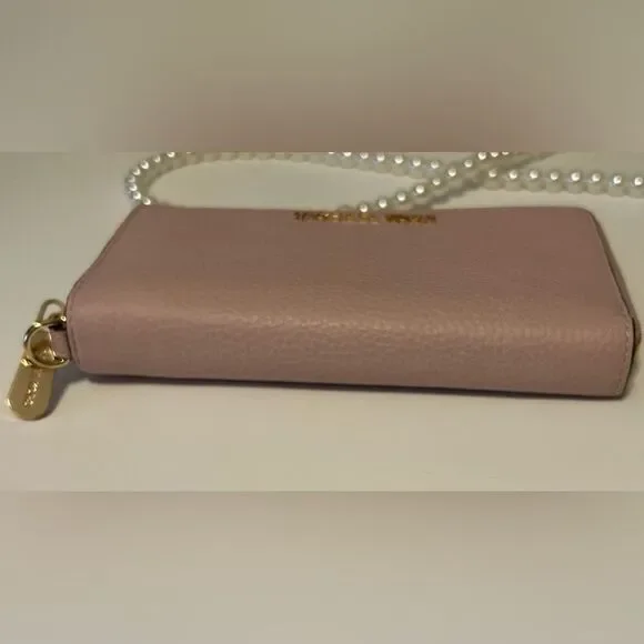 Michael Kors Pink Leather Jet Set Zip around Wallet clutch - Picture 9 of 13